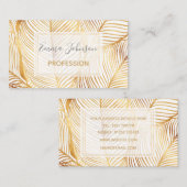 金ゴールド葉ホワイトパタエレガントーン 名刺 (正面/裏面)