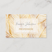 金ゴールド葉ホワイトパタエレガントーン 名刺 (正面)