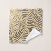 金ゴールド葉モチーフ バスタオルセット (ウォッシュタオル)