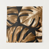 金ゴールド葉モンステラ タペストリー (正面(横))