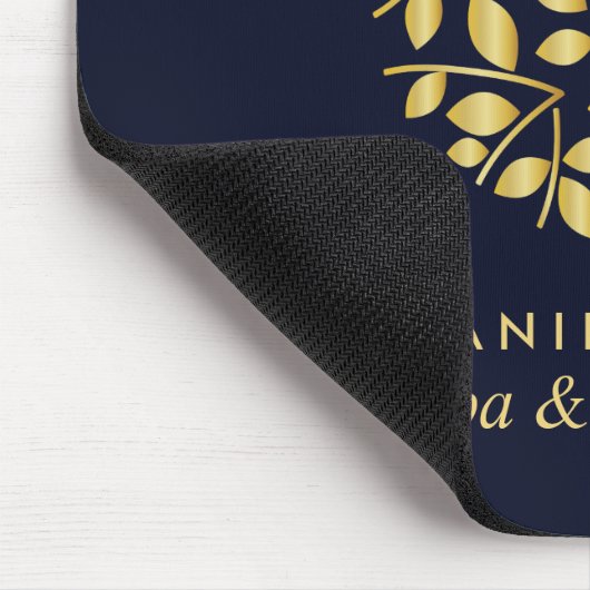 金ゴールド葉ロゴ青 |名パーソナライズされた前の追加 マウスパッド (コーナー)