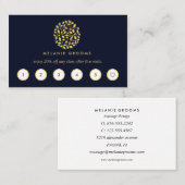 金ゴールド葉ロゴ |青 | wellness massage yoga 名刺 (正面/裏面)