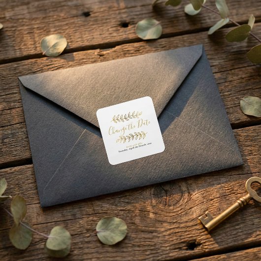 金ゴールド葉効果および分岐の日付の変更 スクエアシール