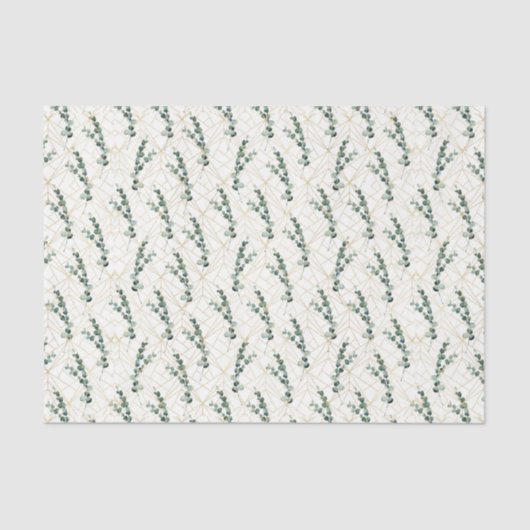 金ゴールド葉幾何パターンを持つユーカリ 薄葉紙 (正面)