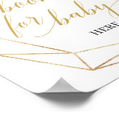 金ゴールド葉幾何ベビー書 ポスター (角)