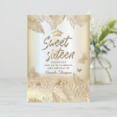 金ゴールド葉性グリッター 招待状 (スタンド正面)