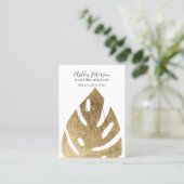 金ゴールド葉熱帯ジュエリーリング表示 名刺 (スタンド正面)