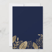 金ゴールド葉秋タイポグラフィネービーブ結婚ルーズ 招待状 (裏面)