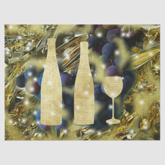 金ゴールド葉箔付き葡萄 薄葉紙 (正面)