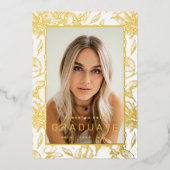 金ゴールド葉箔押し花院発表 箔招待状 (正面)