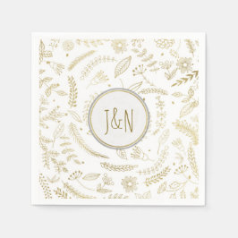 金ゴールド葉素朴フローラ披露宴 スタンダードカクテルナプキン