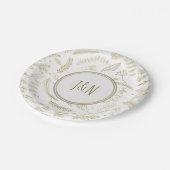 金ゴールド葉素朴フローラ披露宴 ペーパープレート (アングル)