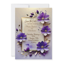 金ゴールド葉紫結婚花