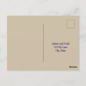 金ゴールド葉紫色の花RSVP ポストカード (裏面)