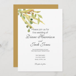 金ゴールド葉結婚式招待状 招待状