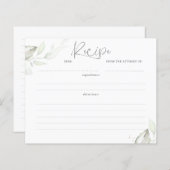 金ゴールド葉緑ブライダルシャワーレシピカード (正面/裏面)