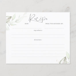 金ゴールド葉緑ブライダルシャワーレシピカード