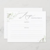 金ゴールド葉緑ブライダルシャワーレシピカード (正面/裏面)