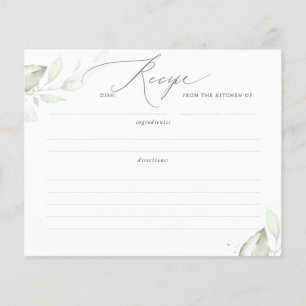 金ゴールド葉緑ブライダルシャワーレシピカード