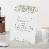 金ゴールド葉緑色赤ちゃんシャワー数を推測 台座サイン (インサイチュ)