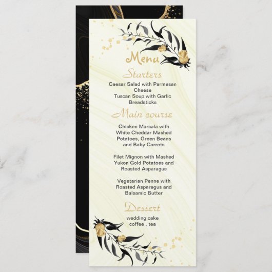 金ゴールド葉花結婚類 メニュー (正面/裏面)