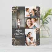 金ゴールド葉4フォトホリデーカード シーズンカード (スタンド正面)