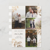 金ゴールド葉4写真Save the Date セーブザデート (正面/裏面)