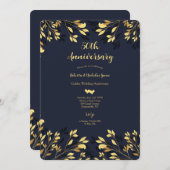 金ゴールド葉50結婚周年 招待状 (正面/裏面)