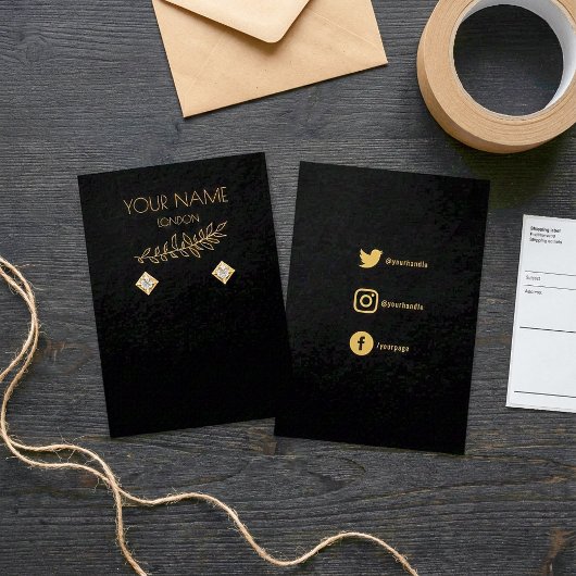 金ゴールド葉、イヤリングディスプレイカード