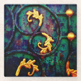 金ゴールド葉 ガラスコースター