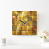 金ゴールド葉 スクエア壁時計 (ホーム)