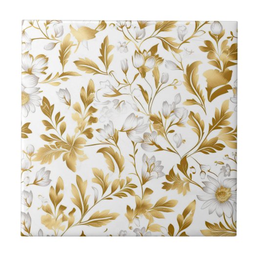 金ゴールド葉 タイル (正面)