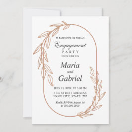 金ゴールド葉。フレームエレガントラグジュアリー婚約パーティ 招待状