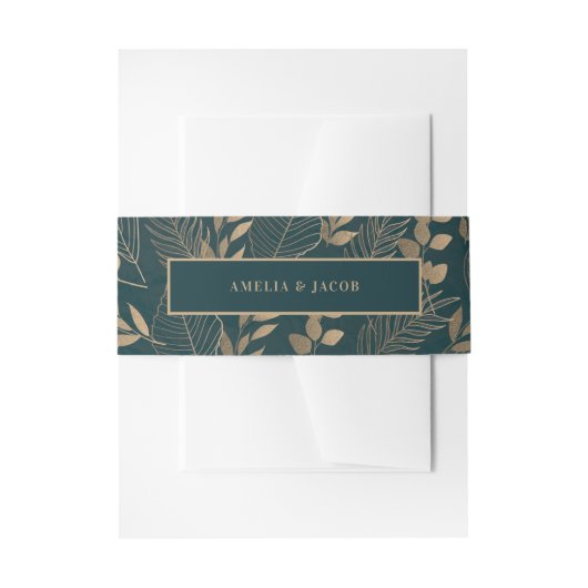 金ゴールド葉 招待状ベリーバンド (正面例)