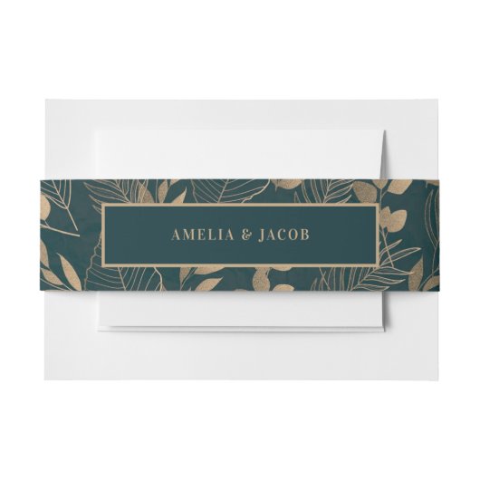 金ゴールド葉 招待状ベリーバンド (正面例)