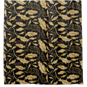 金ゴールド葉（背景が黒い場合） シャワーカーテン (正面)