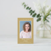 金ゴールド葬儀悔やみや弔慰記念写真祈りの言葉カード 名刺 (スタンド正面)