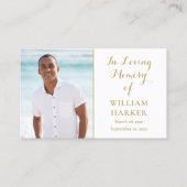 金ゴールド葬儀記念祈りの言葉詩フォトカード 名刺 (正面)