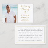 金ゴールド葬儀記念祈りの言葉詩フォトカード 名刺 (正面/裏面)