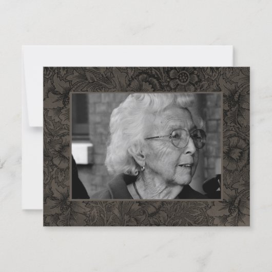 金ゴールド葬儀追悼死亡通知写真 カード (正面)