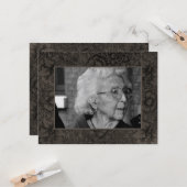 金ゴールド葬儀追悼死亡通知写真 カード (正面/裏面インサイチュ)