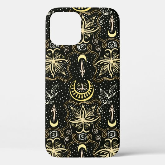 金ゴールド蓮飾りの三日月型黄金色 Case-Mate iPhoneケース (裏面)