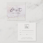 金ゴールド薄紫ブラシストークロゴギフト券 スクエア名刺 (正面/裏面)