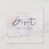 金ゴールド薄紫ブラシストークロゴギフト券 スクエア名刺 (正面)