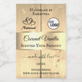 金ゴールド薄茶色の木目の製品ラベルのロゴ フードラベル (シングルラベル)