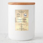 金ゴールド薄茶色の木目の製品ラベルのロゴ フードラベル (正面)