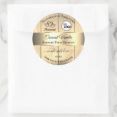 金ゴールド薄茶色の木目の製品ラベルのロゴ ラウンドシール (バッグ)