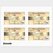 金ゴールド薄茶色の木目の製品ラベルのロゴ 長方形シール (シート)