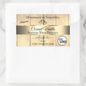 金ゴールド薄茶色の木目の製品ラベルのロゴ 長方形シール (バッグ)