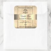 金ゴールド薄茶色の木目製品ラベルハート スクエアシール (バッグ)